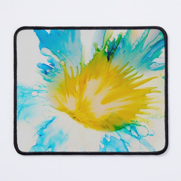 Item preview, Golden Bloom – Turquoise & Yellow Fluid Abstract Flower Art designed and sold by BuckaBaby.