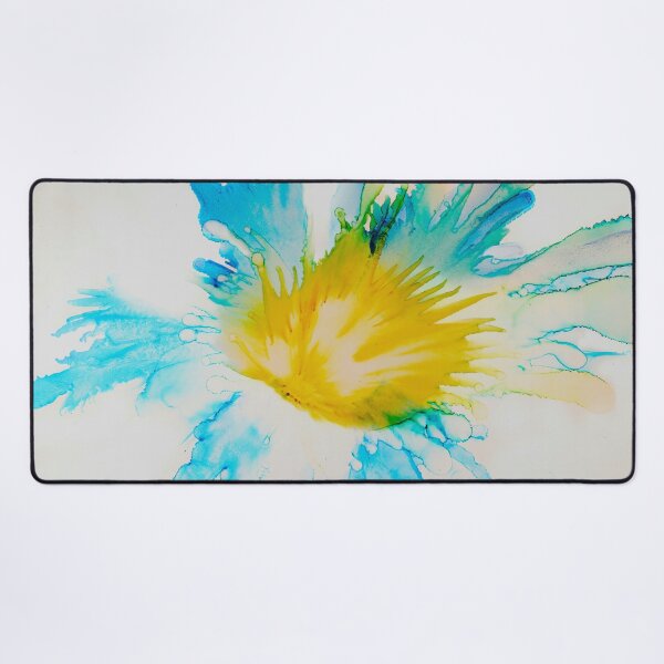 Item preview, Golden Bloom – Turquoise & Yellow Fluid Abstract Flower Art designed and sold by BuckaBaby.