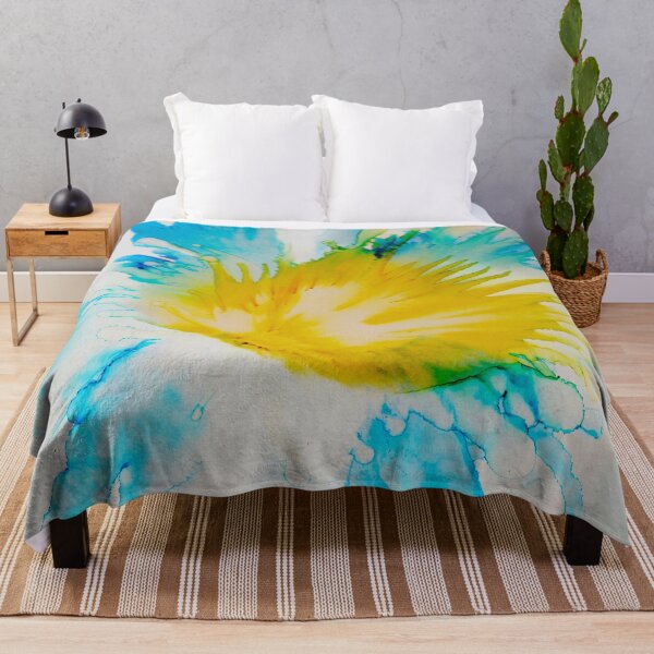 Item preview, Golden Bloom – Turquoise & Yellow Fluid Abstract Flower Art designed and sold by BuckaBaby.