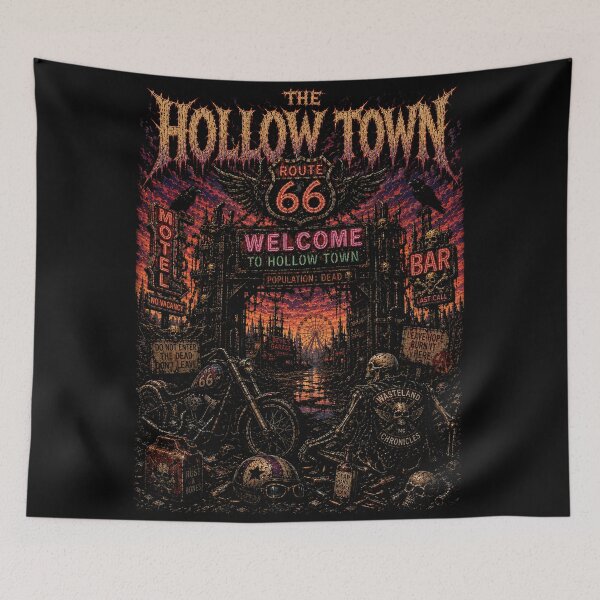 Item preview, HOLLOW TOWN | Vintage Biker Heavy Metal T-Shirt | The Wasteland Chronicles | RetroCrypt Studio designed and sold by RetroCrypt Studio.