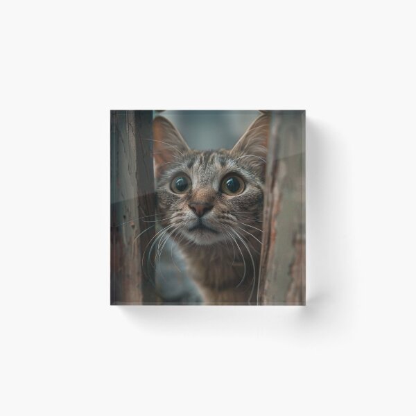 Item preview, Curious Tabby Cat Peeking Through Wooden Fence – Cute Cat Photography | Aesthetic Pet Wall Art designed and sold by Jesus-istheway.