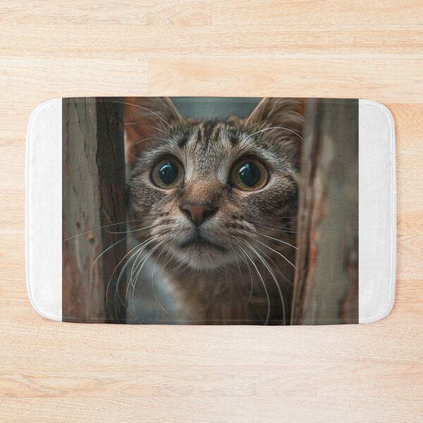 Item preview, Curious Tabby Cat Peeking Through Wooden Fence – Cute Cat Photography | Aesthetic Pet Wall Art designed and sold by Jesus-istheway.