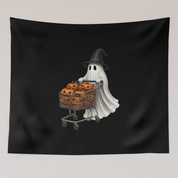 Item preview, Cute Ghost Shopping for Pumpkins | Funny Halloween Witch Ghost Vintage Graphic designed and sold by HectorStore11.