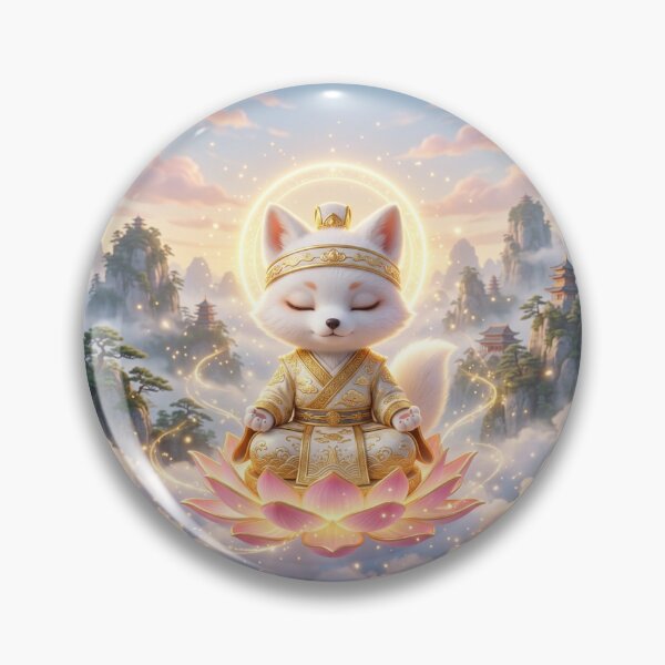 Item preview, Cute Chibi White Fox Meditation Art Spiritual Anime Seeker designed and sold by uegi.