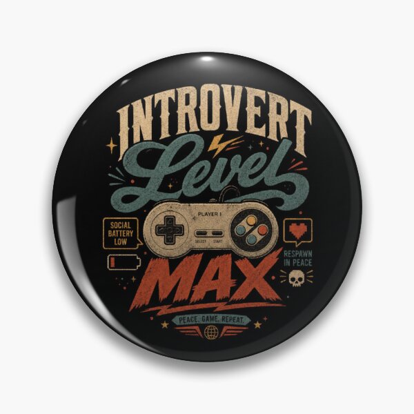 Item preview, Introvert Level MAX | Funny Gamer Shirt | Social Battery Low Gaming Retro Vintage Gift for Introverts designed and sold by WeMerch-Art.
