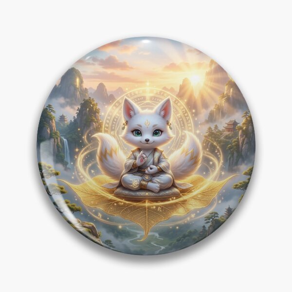 Item preview, Chibi White Fox Mudra Meditation Fantasy Illustration designed and sold by uegi.