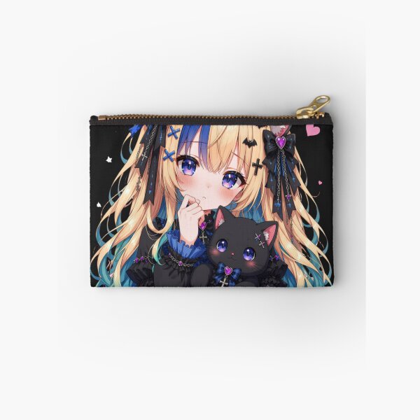 Item preview,  Kawaii Gothic Neko Girl – Blonde Blue Hair Cat Girl  designed and sold by Revyra.