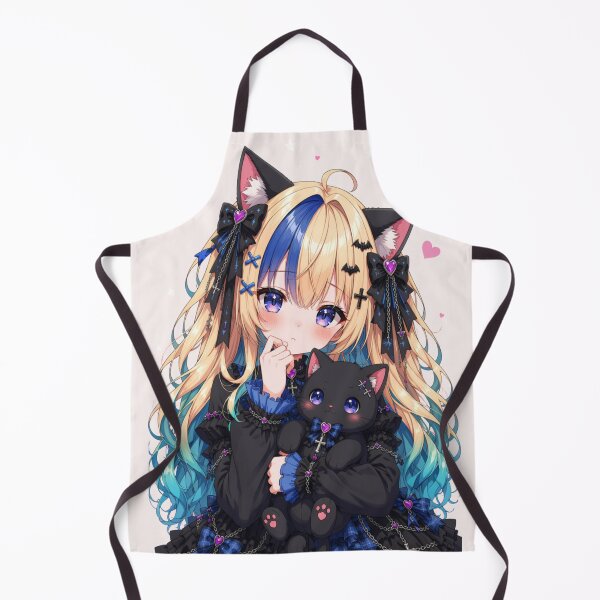 Item preview,  Kawaii Gothic Neko Girl – Blonde Blue Hair Cat Girl  designed and sold by Revyra Design .