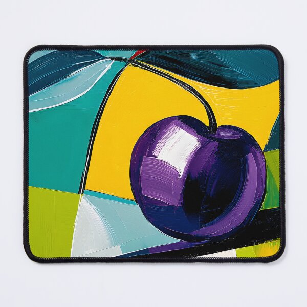 Item preview, Bold Cherry Expression Framed by Colorful Geometric Patterns and Contemporary Abstract Fruit Art designed and sold by OlfactoART Studio.