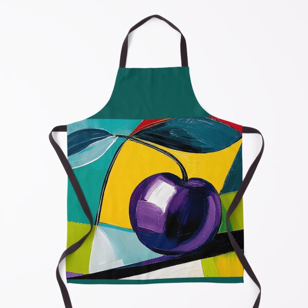 Item preview, Bold Cherry Expression Framed by Colorful Geometric Patterns and Contemporary Abstract Fruit Art designed and sold by OlfactoART Studio.