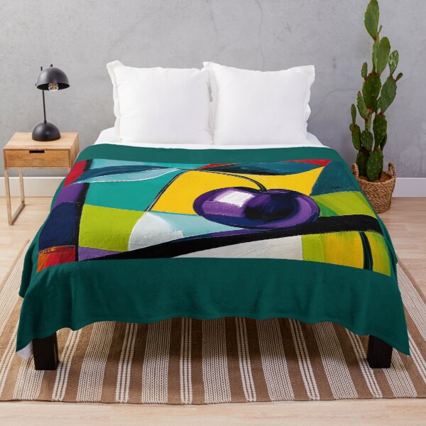 Item preview, Bold Cherry Expression Framed by Colorful Geometric Patterns and Contemporary Abstract Fruit Art designed and sold by OlfactoART Studio.
