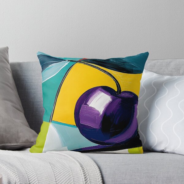 Item preview, Bold Cherry Expression Framed by Colorful Geometric Patterns and Contemporary Abstract Fruit Art designed and sold by OlfactoART Studio.