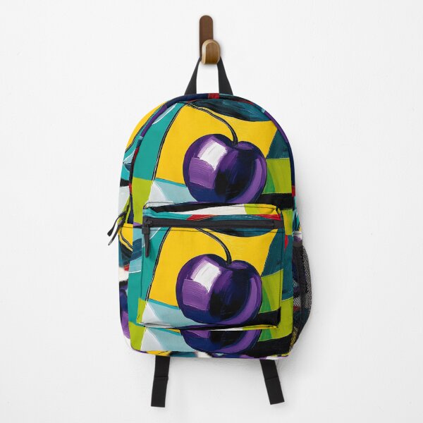 Item preview, Bold Cherry Expression Framed by Colorful Geometric Patterns and Contemporary Abstract Fruit Art designed and sold by OlfactoART Studio.