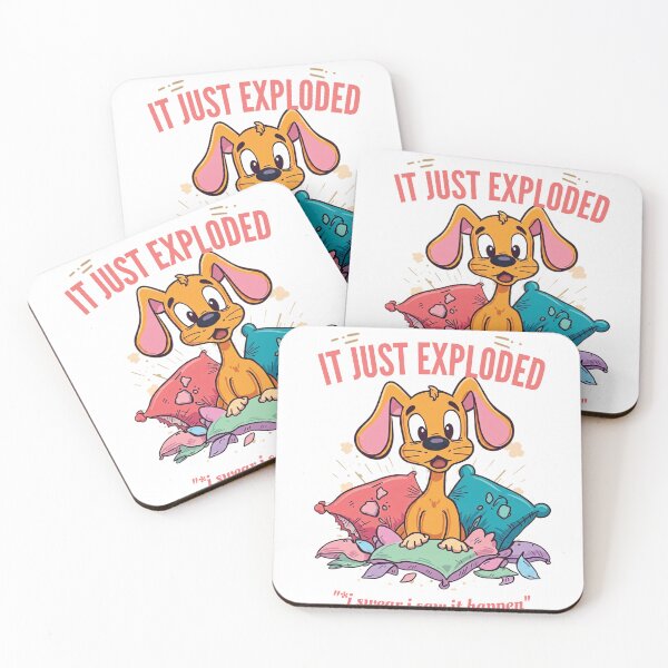 Item preview, It Just Exploded Puppy Retro Vintage Cartoon Funny Dog on White designed and sold by The Fine Print by BassAddict.