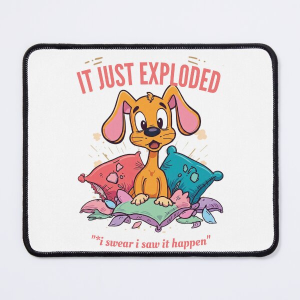 Item preview, It Just Exploded Puppy Retro Vintage Cartoon Funny Dog on White designed and sold by The Fine Print by BassAddict.