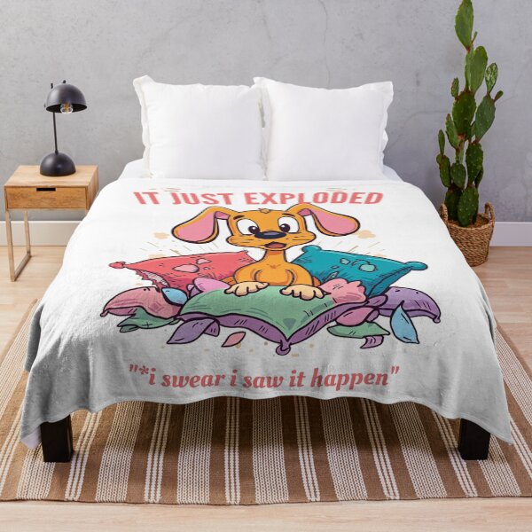 Item preview, It Just Exploded Puppy Retro Vintage Cartoon Funny Dog on White designed and sold by The Fine Print by BassAddict.