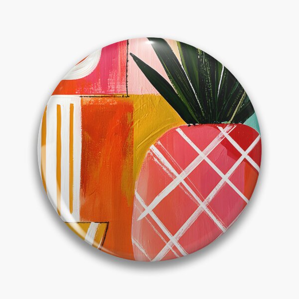 Item preview, Pop Art Kitchen Decor- Tropical Citrus Fusion Showcasing Pineapple Orange Bold Geometric Design designed and sold by OlfactoART Studio.