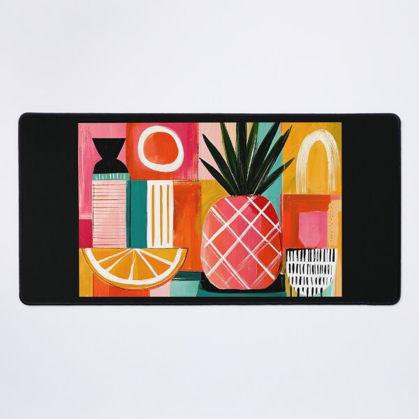 Item preview, Pop Art Kitchen Decor- Tropical Citrus Fusion Showcasing Pineapple Orange Bold Geometric Design designed and sold by OlfactoART Studio.