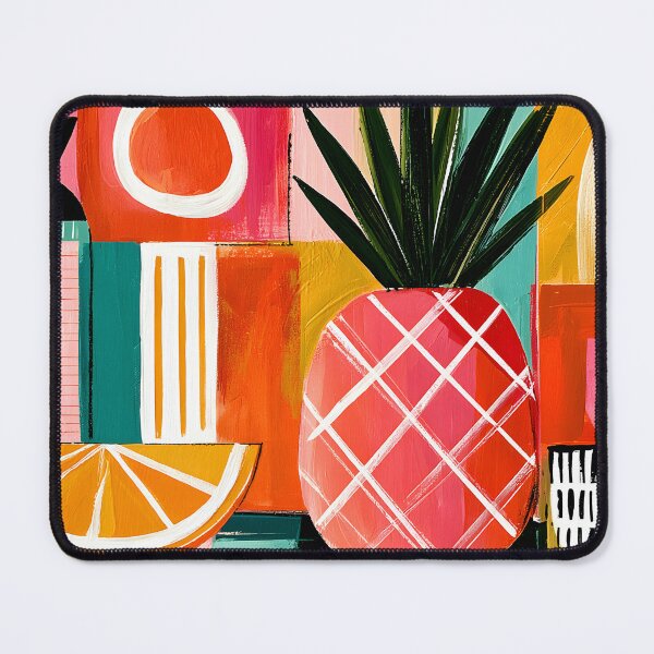 Item preview, Pop Art Kitchen Decor- Tropical Citrus Fusion Showcasing Pineapple Orange Bold Geometric Design designed and sold by OlfactoART Studio.