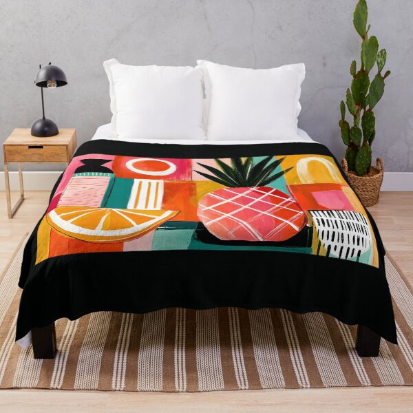 Item preview, Pop Art Kitchen Decor- Tropical Citrus Fusion Showcasing Pineapple Orange Bold Geometric Design designed and sold by OlfactoART Studio.