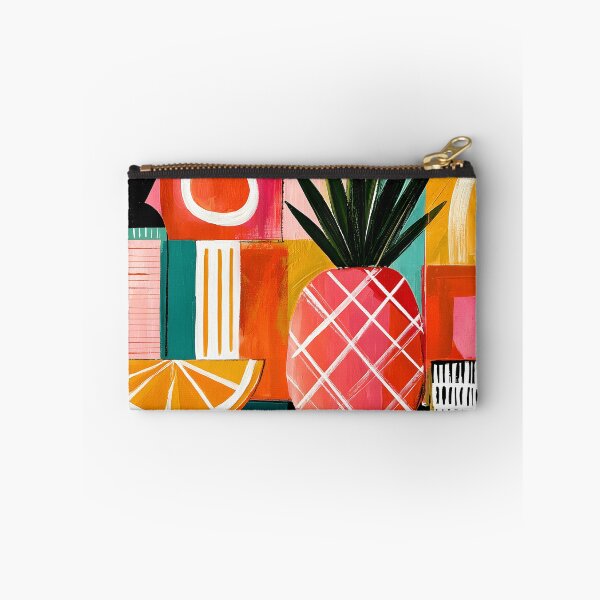 Item preview, Pop Art Kitchen Decor- Tropical Citrus Fusion Showcasing Pineapple Orange Bold Geometric Design designed and sold by OlfactoART Studio.
