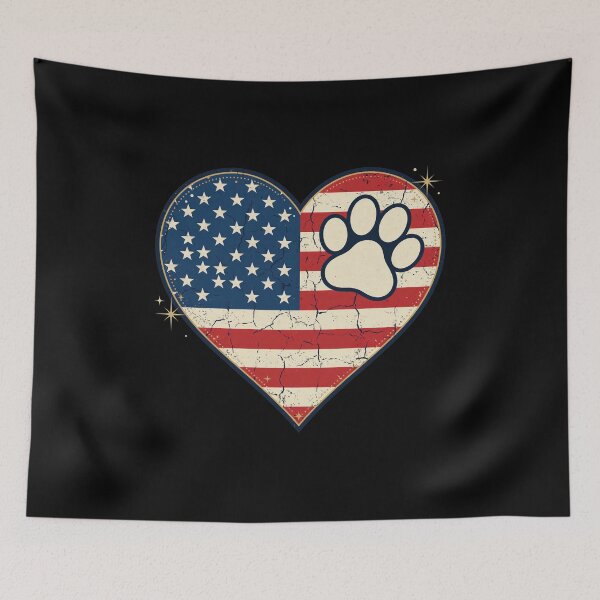 Item preview, Distressed American Flag Heart Paw Print designed and sold by SoyLamderma.