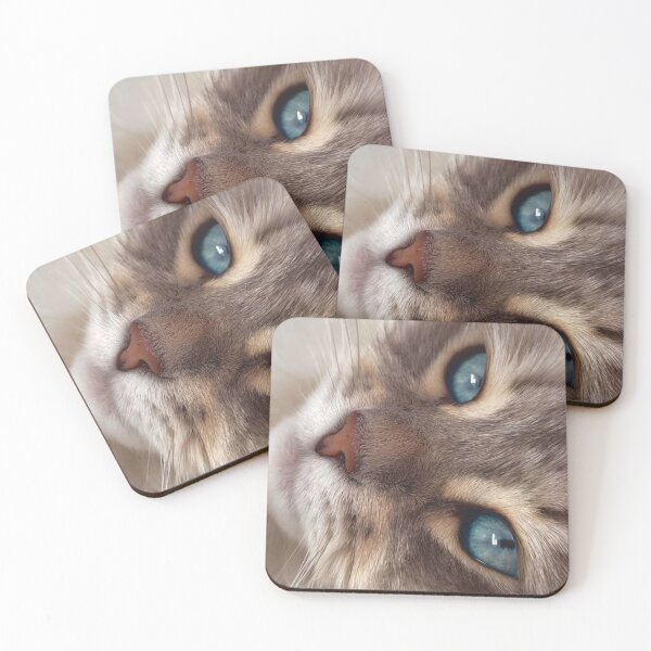Item preview, Blue-Eyed Tabby Cat Close-Up – Dreamy Feline Portrait | Cute Aesthetic Cat Wall Art designed and sold by Jesus-istheway.