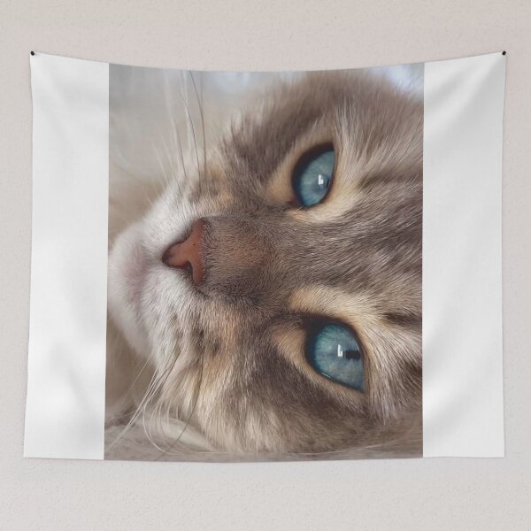 Item preview, Blue-Eyed Tabby Cat Close-Up – Dreamy Feline Portrait | Cute Aesthetic Cat Wall Art designed and sold by Jesus-istheway.