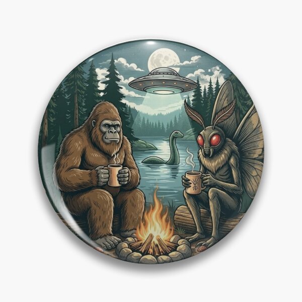 Item preview, National Park After Dark Bigfoot & Mothman Campfire | Cryptid Camping Vintage Retro Wilderness Design designed and sold by MS Pod Studio.