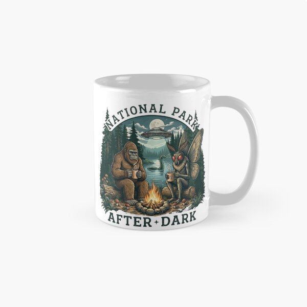 Item preview, National Park After Dark Bigfoot & Mothman Campfire | Cryptid Camping Vintage Retro Wilderness Design designed and sold by MS Pod Studio.