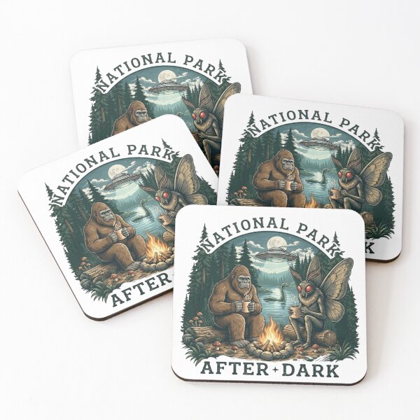 Item preview, National Park After Dark Bigfoot & Mothman Campfire | Cryptid Camping Vintage Retro Wilderness Design designed and sold by MS Pod Studio.