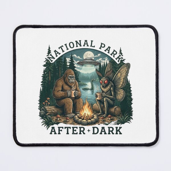 Item preview, National Park After Dark Bigfoot & Mothman Campfire | Cryptid Camping Vintage Retro Wilderness Design designed and sold by MS Pod Studio.