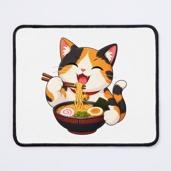 Item preview,  Cute Calico Cat Eating Ramen - Kawaii Japanese Neko Aesthetic designed and sold by Uglyandcute.