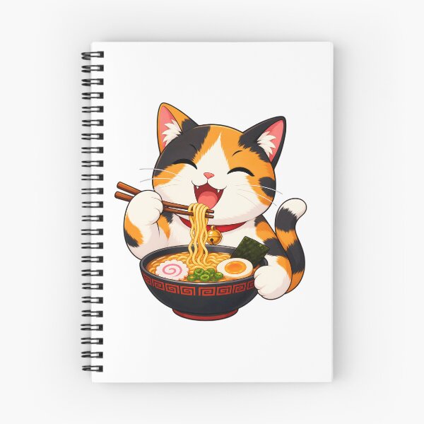 Item preview,  Cute Calico Cat Eating Ramen - Kawaii Japanese Neko Aesthetic designed and sold by Uglyandcute.