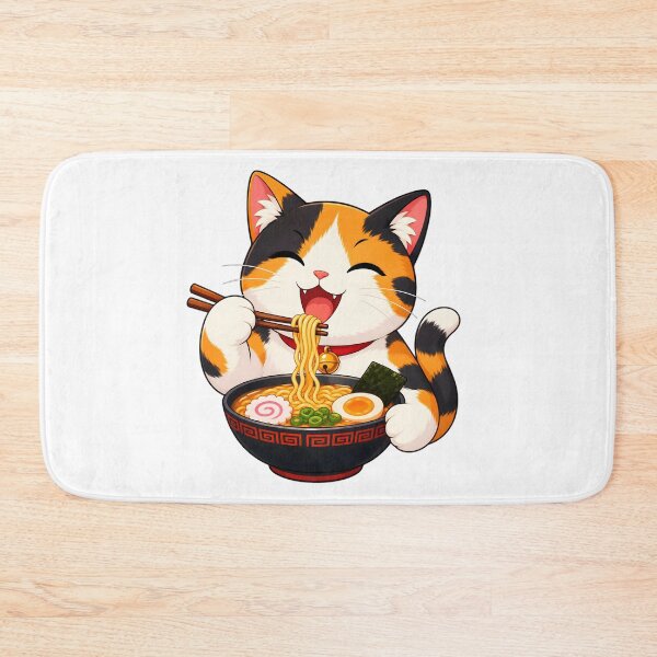 Item preview,  Cute Calico Cat Eating Ramen - Kawaii Japanese Neko Aesthetic designed and sold by Uglyandcute.