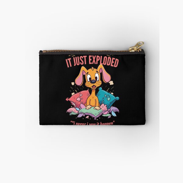 Item preview, It Just Exploded Puppy Retro Vintage Cartoon Funny Dog on Black designed and sold by The Fine Print by BassAddict.