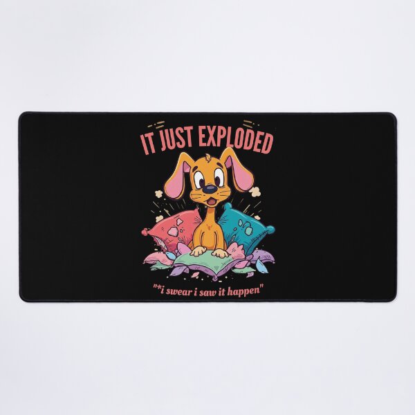 Item preview, It Just Exploded Puppy Retro Vintage Cartoon Funny Dog on Black designed and sold by The Fine Print by BassAddict.