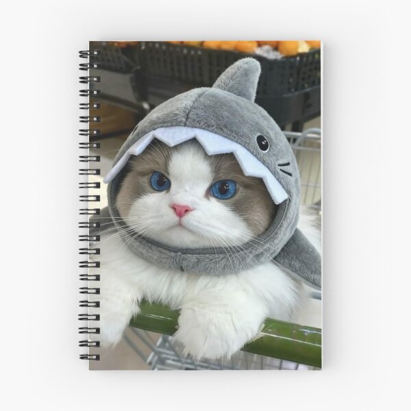 Item preview, Blue-Eyed Cat in Shark Hoodie – Cute Kawaii Kitty in Shopping Cart | Funny Cat Aesthetic Art designed and sold by Jesus-istheway.