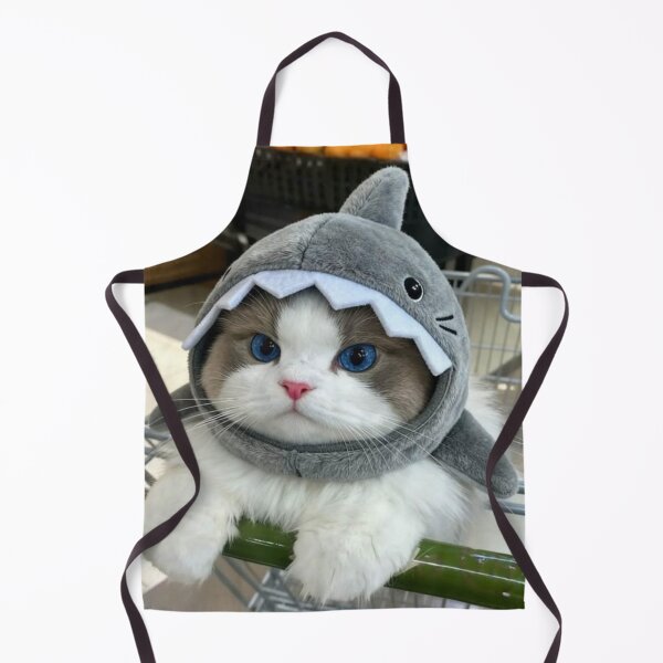 Item preview, Blue-Eyed Cat in Shark Hoodie – Cute Kawaii Kitty in Shopping Cart | Funny Cat Aesthetic Art designed and sold by Jesus-istheway.