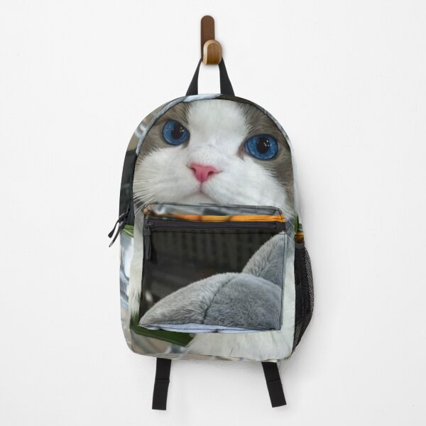 Item preview, Blue-Eyed Cat in Shark Hoodie – Cute Kawaii Kitty in Shopping Cart | Funny Cat Aesthetic Art designed and sold by Jesus-istheway.