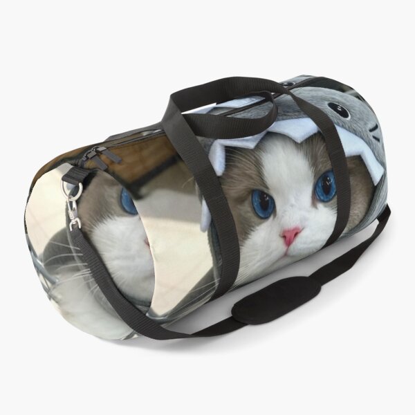 Item preview, Blue-Eyed Cat in Shark Hoodie – Cute Kawaii Kitty in Shopping Cart | Funny Cat Aesthetic Art designed and sold by Jesus-istheway.
