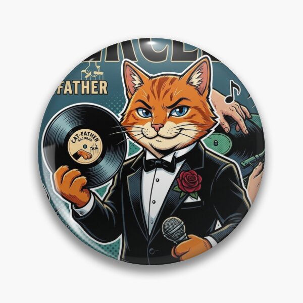 Item preview, The Catfather Retro Vinyl DJ Cartoon designed and sold by ElvisVintagePosters.