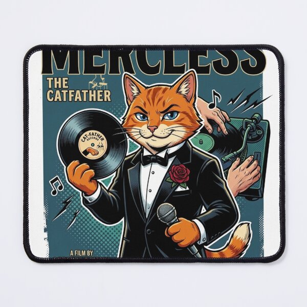 Item preview, The Catfather Retro Vinyl DJ Cartoon designed and sold by ElvisVintagePosters.