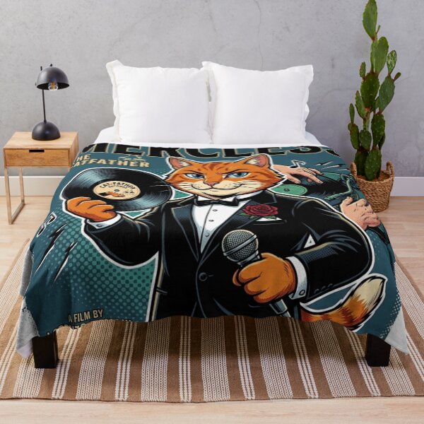 Item preview, The Catfather Retro Vinyl DJ Cartoon designed and sold by ElvisVintagePosters.