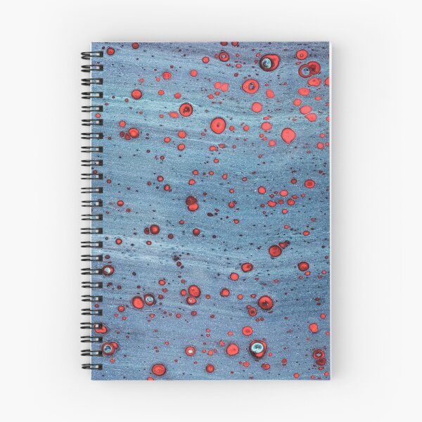 Item preview, Blue Lagoon – Abstract Red Bubbles on Textured Blue Abstract Art designed and sold by BuckaBaby.