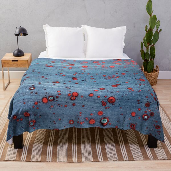Item preview, Blue Lagoon – Abstract Red Bubbles on Textured Blue Abstract Art designed and sold by BuckaBaby.
