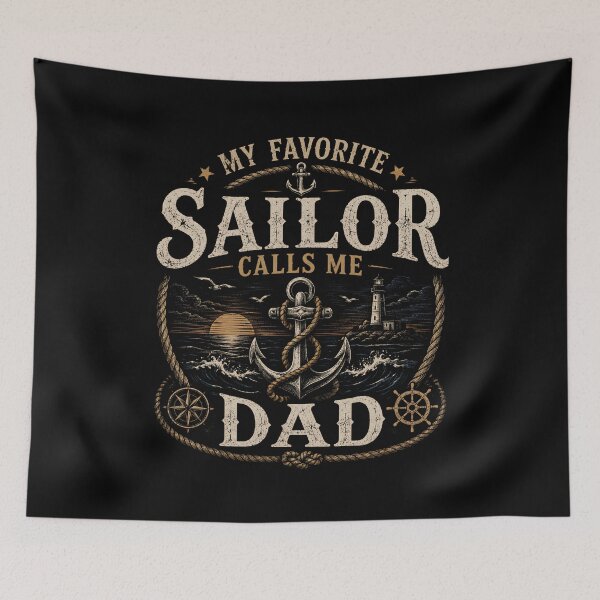 Item preview, My Favorite Sailor Calls Me Dad Vintage Nautical Father Gift Artwork designed and sold by JustCrafted.