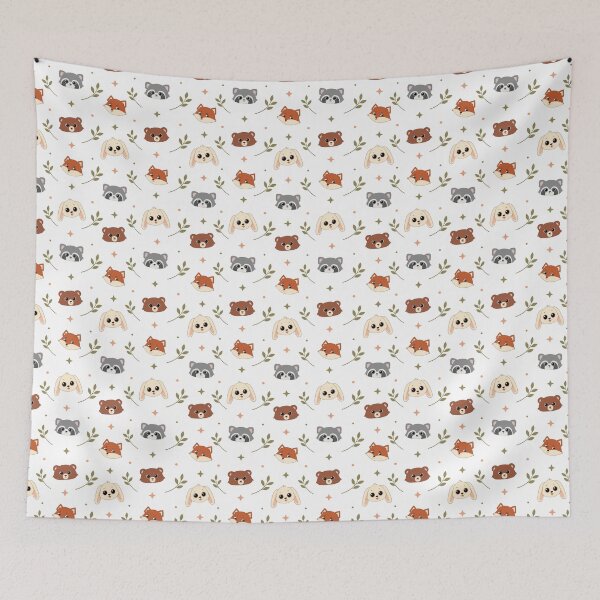 Item preview, Cute Woodland Animals Seamless Pattern - Bear, Fox, Raccoon, and Bunny designed and sold by MascarenoM.