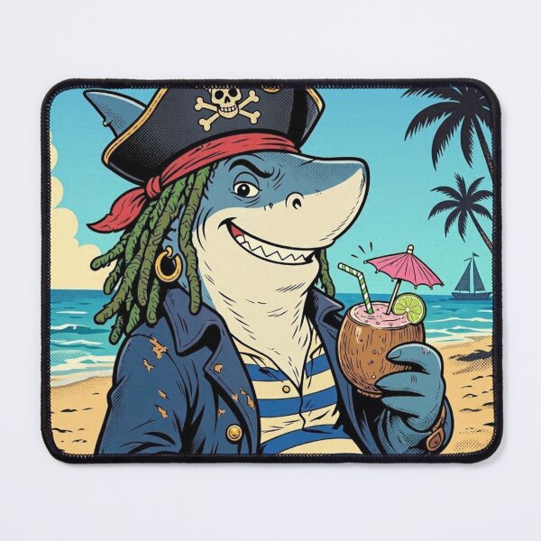 Item preview, Pirates of the Carib-sea-an Funny Shark Pirate designed and sold by ElvisVintagePosters.