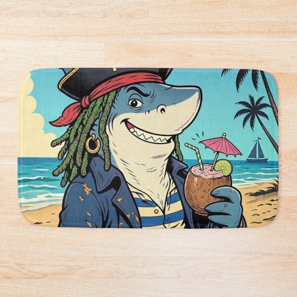 Item preview, Pirates of the Carib-sea-an Funny Shark Pirate designed and sold by ElvisVintagePosters.